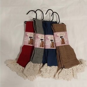 Win win crochet lace boot socks knee high fits size 6-11  4 pack